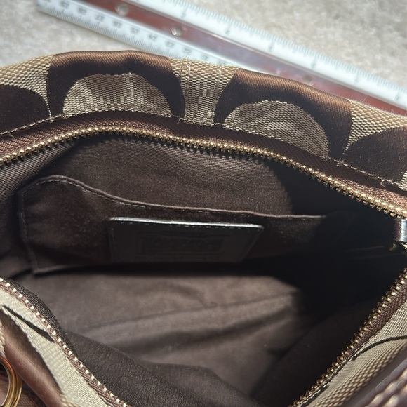 Coach Brown Monogram Shoulder Bag with Leather Accents - Picture 3 of 4